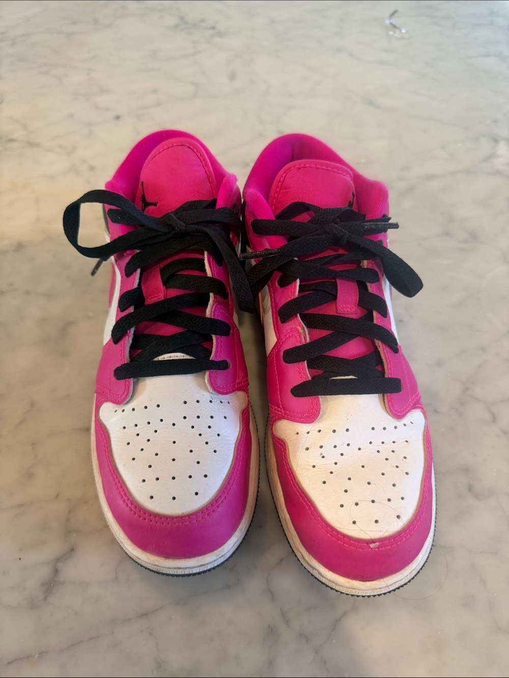 Jordan Kids Hot Pink and White Low-Top Sneakers